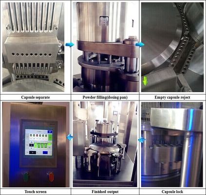 High Capacity Automatic Capsule Filling Machine with 9 Stegment Bores And Power Collector